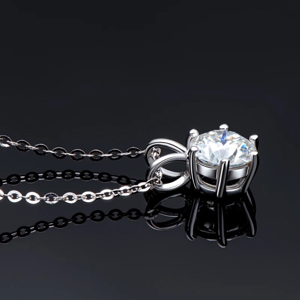 CERTIFIED  1 Carat D Color Moissanite Pendant Necklace 925 Sterling silver NEW - Picture 6 of 11